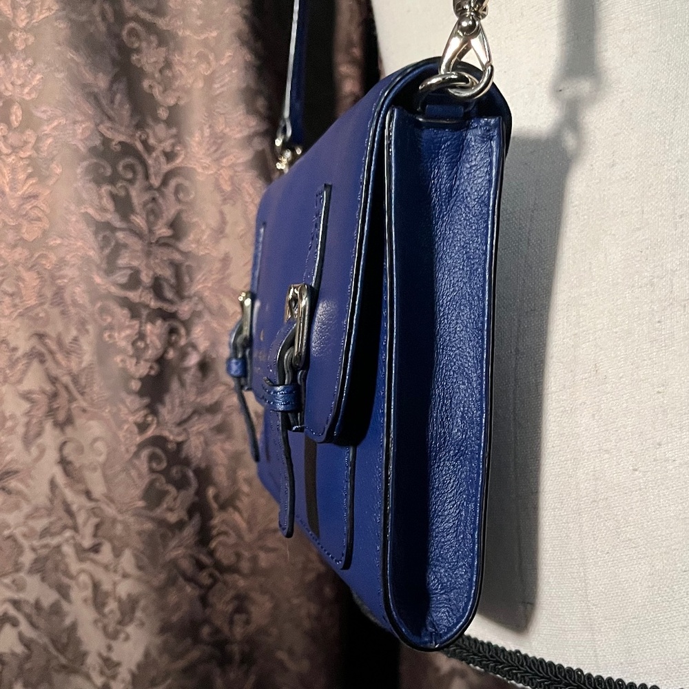 Kate Spade Bright Navy Blue Leather Magnetic Buckle Flap Crossbody Bag  NWOT - Picture 5 of 11